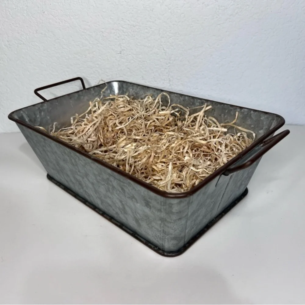 Farmhouse Countrycore Galvanized Metal Tin Storage Container with Handles
